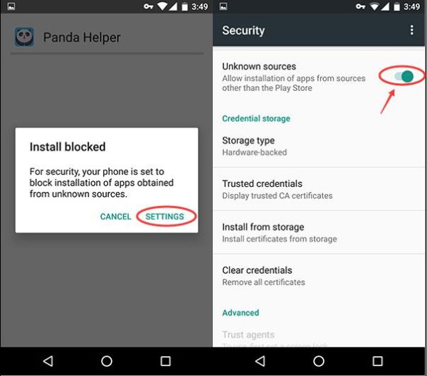 Panda Helper Android Setting